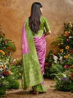 Thumbnail for Monjolika Fashion Woven Work Silk Blend Lilac Saree - Distacart