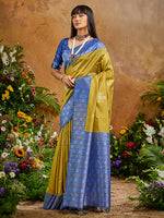 Thumbnail for Monjolika Fashion Woven Work Silk Blend Mustard Saree - Distacart