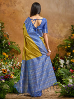 Thumbnail for Monjolika Fashion Woven Work Silk Blend Mustard Saree - Distacart