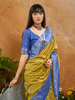 Thumbnail for Monjolika Fashion Woven Work Silk Blend Mustard Saree - Distacart