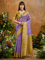Thumbnail for Monjolika Fashion Woven Work Silk Blend Lavender Saree - Distacart