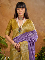 Thumbnail for Monjolika Fashion Woven Work Silk Blend Lavender Saree - Distacart