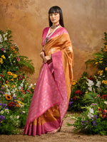 Thumbnail for Monjolika Fashion Woven Work Silk Blend Rust Saree - Distacart