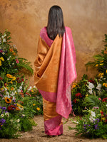 Thumbnail for Monjolika Fashion Woven Work Silk Blend Rust Saree - Distacart