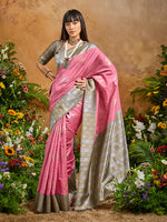Thumbnail for Monjolika Fashion Woven Work Silk Blend Pink Saree - Distacart