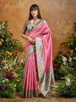 Thumbnail for Monjolika Fashion Woven Work Silk Blend Pink Saree - Distacart