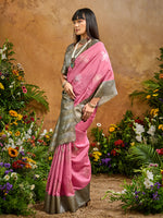 Thumbnail for Monjolika Fashion Woven Work Silk Blend Pink Saree - Distacart