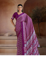 Thumbnail for Monjolika Fashion Purple Printed Satin Saree - Distacart