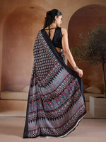 Thumbnail for Monjolika Fashion Black Printed Satin Saree - Distacart