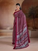 Thumbnail for Monjolika Fashion Maroon Printed Satin Saree - Distacart
