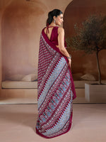 Thumbnail for Monjolika Fashion Maroon Printed Satin Saree - Distacart
