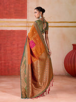 Thumbnail for Monjolika Fashion Silk Blend woven Work Orange Saree - Distacart