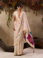 Thumbnail for Monjolika Fashion Cotton Blend woven Cream Saree - Distacart
