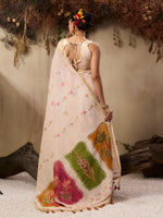 Thumbnail for Monjolika Fashion Cotton Blend woven Cream Saree - Distacart