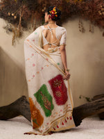 Thumbnail for Monjolika Fashion Cotton Blend woven Cream Saree - Distacart