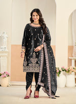 Thumbnail for Monjolika Fashion Black Velvet Embroidered Salwar Kameez - Distacart