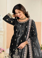 Thumbnail for Monjolika Fashion Black Velvet Embroidered Salwar Kameez - Distacart