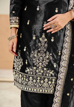 Thumbnail for Monjolika Fashion Black Velvet Embroidered Salwar Kameez - Distacart