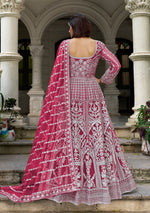 Thumbnail for Monjolika Fashion Rani Pink Embroidered Net Gown with Dupatta - Distacart