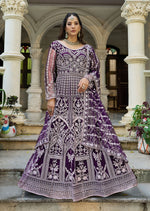 Thumbnail for Monjolika Fashion Purple Embroidered Net Gown with Dupatta - Distacart
