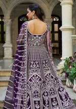 Thumbnail for Monjolika Fashion Purple Embroidered Net Gown with Dupatta - Distacart
