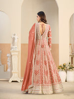 Thumbnail for Monjolika Fashion Faux Georgette Embroidered Peach Anarkali Salwar Kameez - Distacart