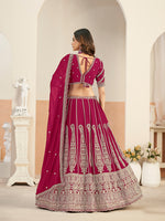 Thumbnail for Monjolika Fashion Rani Pink Faux Georgette Embroidered Lehenga Choli - Distacart