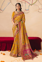 Thumbnail for Monjolika Fashion Mustard Embroidered Silk Blend Saree - Distacart