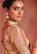Thumbnail for Monjolika Fashion Beige Silk Blend Embroidered Saree - Distacart