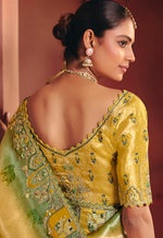 Thumbnail for Monjolika Fashion Mustard Silk Blend Embroidered Saree - Distacart