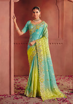 Thumbnail for Monjolika Fashion Jacquard Multicolor Embroidered Wedding Saree - Distacart