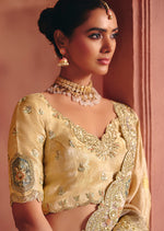 Thumbnail for Monjolika Fashion Jacquard Multicolor Embroidered Wedding Saree - Distacart
