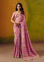 Thumbnail for Monjolika Fashion Onion Pink Embroidered Jacquard Saree - Distacart