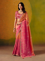 Thumbnail for Monjolika Fashion Rani Pink & Peach Embroidered Silk Blend Saree - Distacart