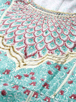 Thumbnail for AURELIA Women Blue & Pink Printed A-Line Dress - Distacart