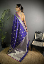Thumbnail for Joban Fashion Purple Banarasi Soft Lichi Silk Paisley Saree