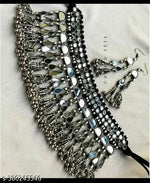 Thumbnail for Tehzeeb Creations Women's Silver Colour Oxidised Necklace Set With Mirror Work - Distacart