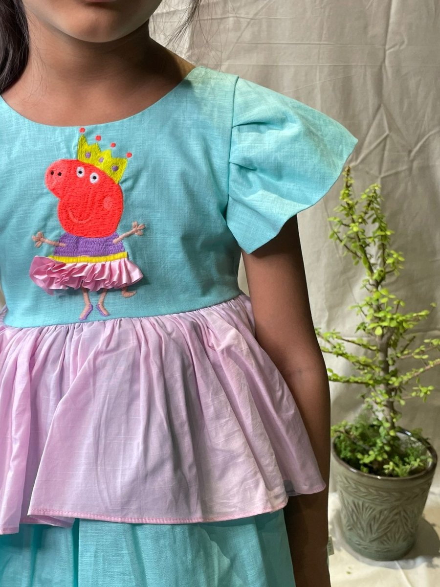 ArthLife Blue Pepa Pig Partywear Dress - Distacart