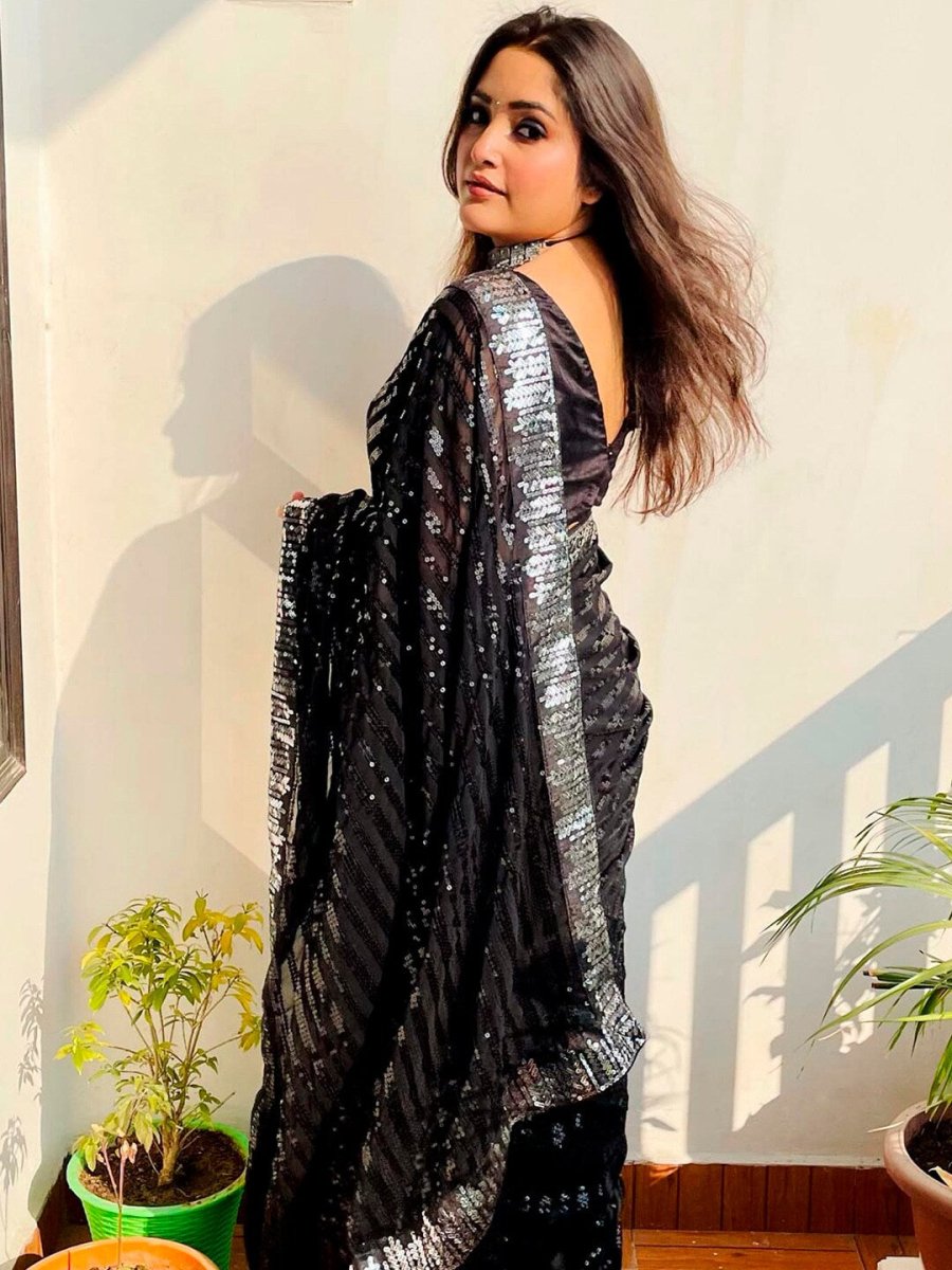 Anouk Embellished Sequinned Saree - Distacart