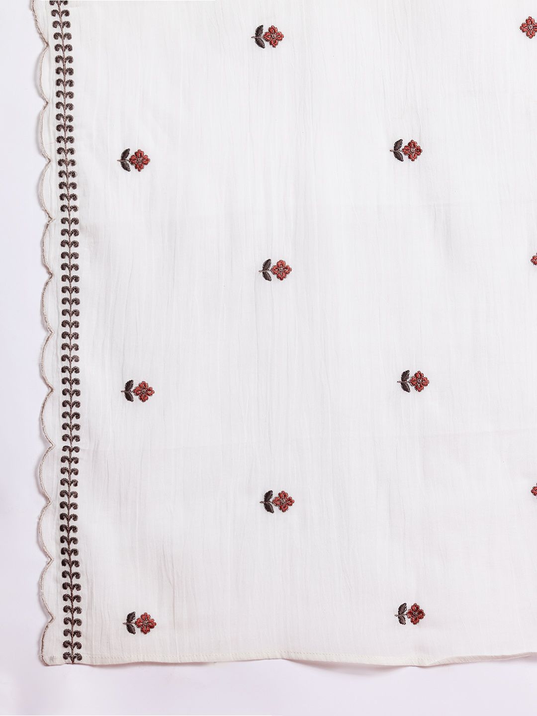 Indo Era Floral Embroidered Thread Work Pure Cotton Kurta with Trousers & With Dupatta