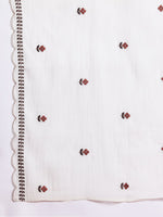 Thumbnail for Indo Era Floral Embroidered Thread Work Pure Cotton Kurta with Trousers & With Dupatta