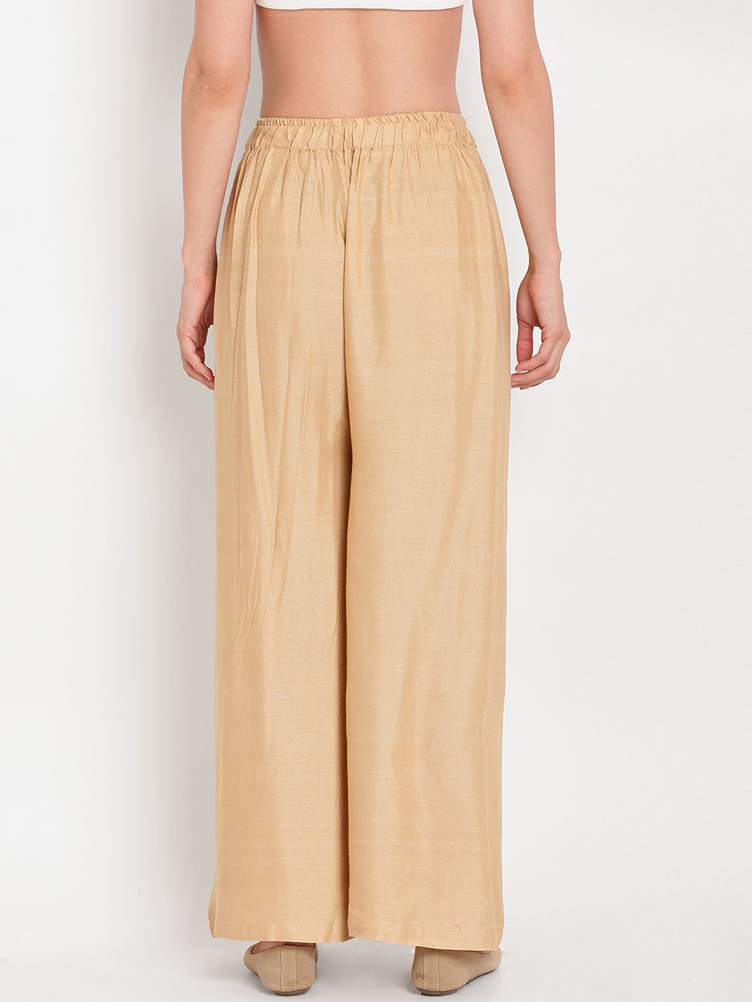TAG 7 Women Pack Of 2 Black & Beige Solid Flared Palazzos