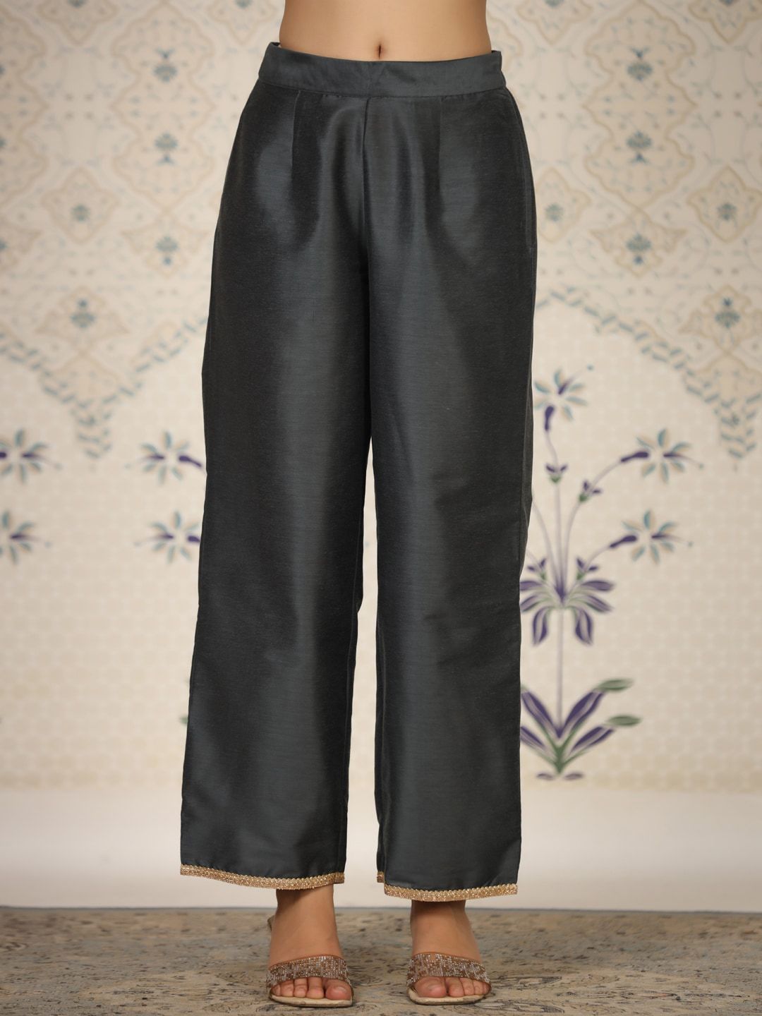 Ode by House of Pataudi Keyhole Neck Kurta With Palazzos - Distacart