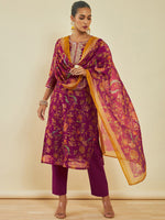 Thumbnail for Soch Floral Printed Sequinned Kurta & Trousers With Dupatta - Distacart