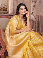 Thumbnail for Aastha Fashion Yellow Soft Organza Silk Weaving Saree - Distacart
