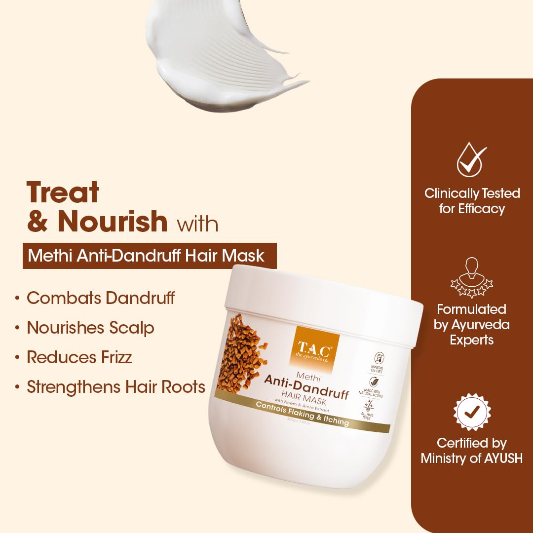TAC - The Ayurveda Co. Methi, Bhringraj & Amla Hair Mask For Hair Growth with Natural Keratin - Distacart
