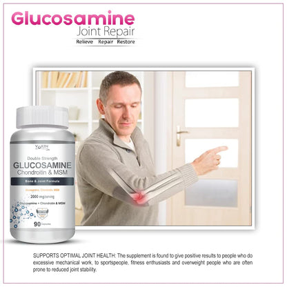 Vokin Biotech Glucosamine 1000mg, MSM 500mg & Chondroitin 500mg Support Joint Pain & Joint Strength 90 Capsules (Glucosamine)