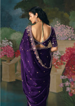 Thumbnail for Monjolika Fashion Fancy Fabric Embroidered Saree in Purple - Distacart