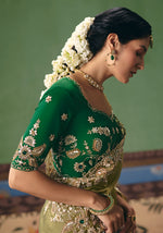 Thumbnail for Monjolika Fashion Pista Green Fancy Fabric Embroidered Saree - Distacart