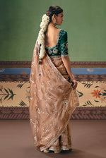 Thumbnail for Monjolika Fashion Beige Fancy Fabric Embroidered Saree - Distacart